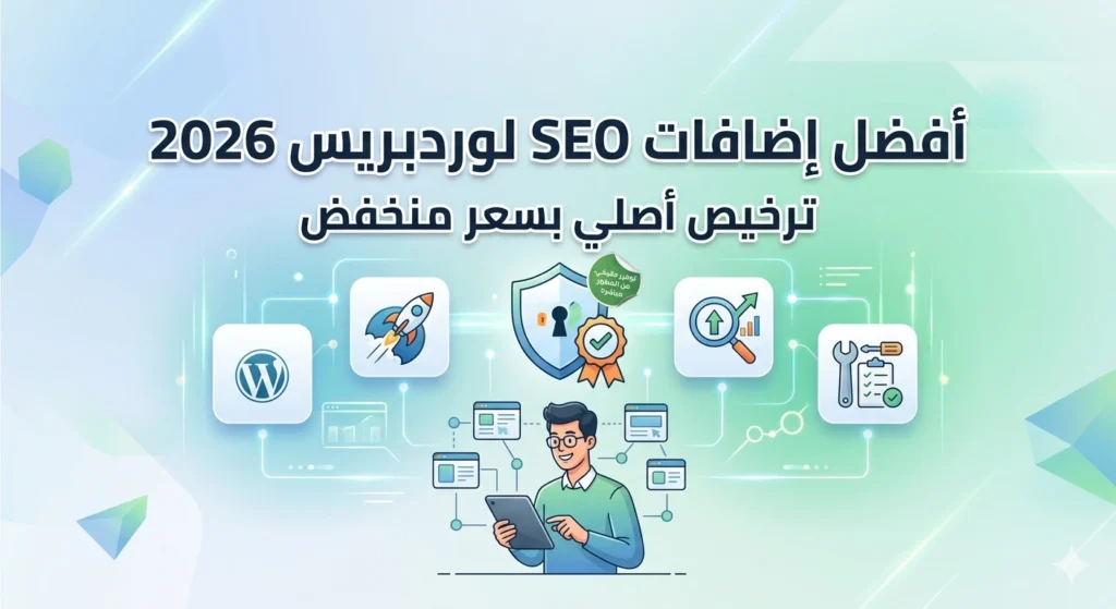 أفضل إضافات SEO لووردبريس 2026 - مقارنة شاملة لإضافات سيو ووردبريس مع تراخيص أصلية بسعر مخفض